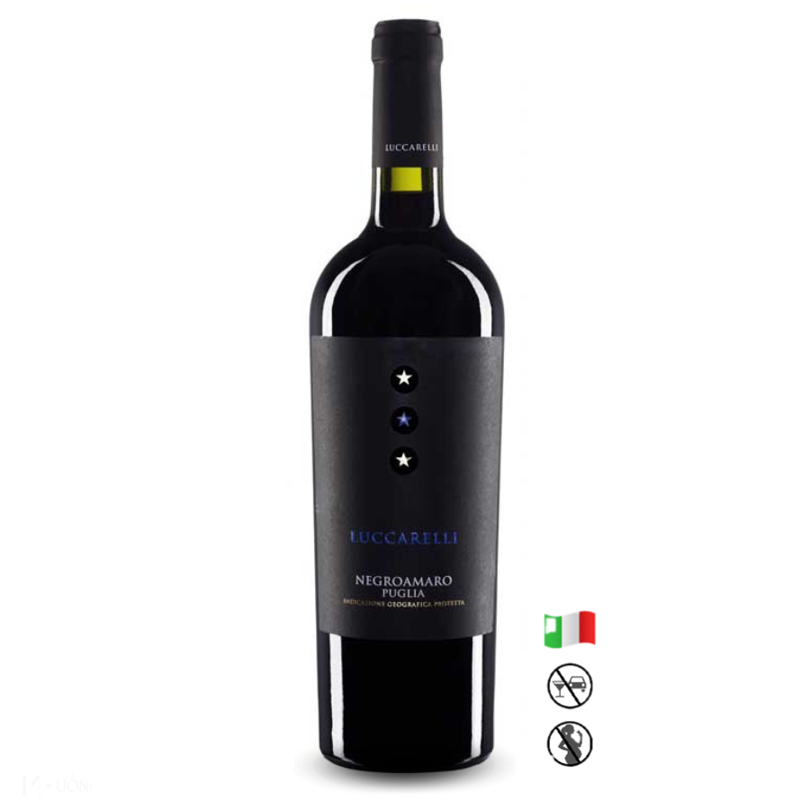 Rượu Vang Luccarelli Negroamaro 13,5% – Chai 750ml – Thùng 6 Chai