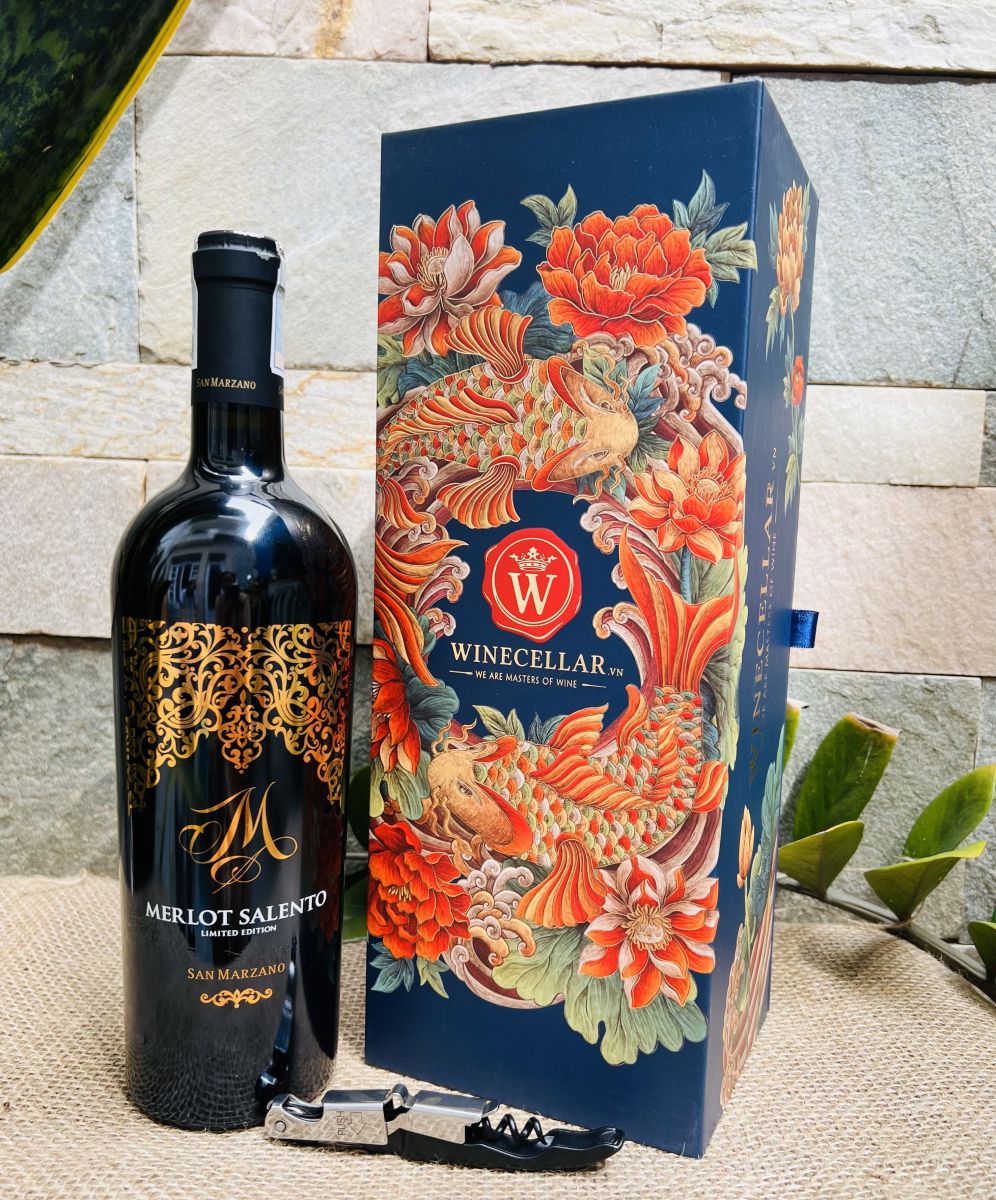 Rượu Vang Ý M Merlot Salento Limited Edition - HỘP QUÀ TẶNG 1 CHAI